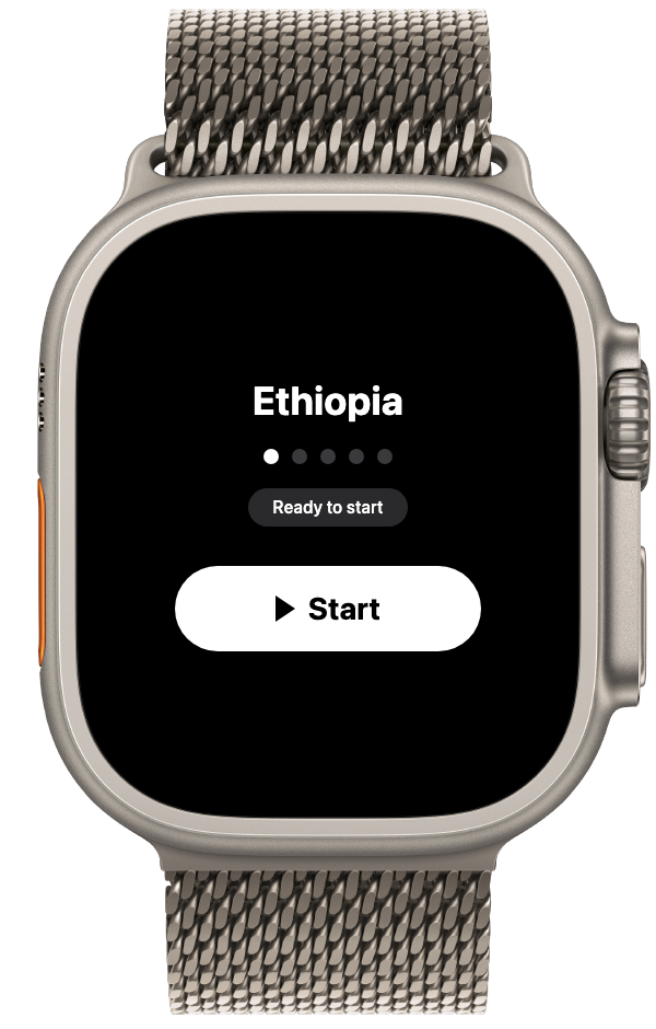 Drippe ready screen on Apple Watch Ultra in dark mode
